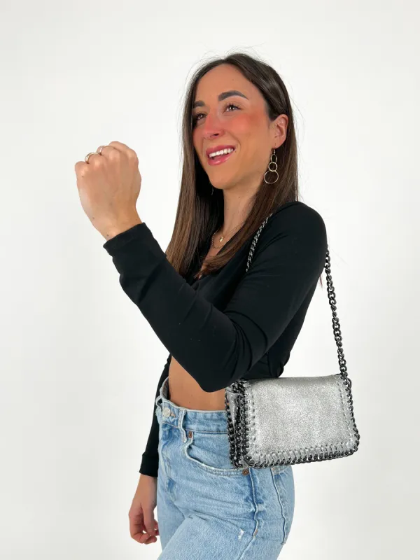 Bolso midi piel plateado sold by Sorellas