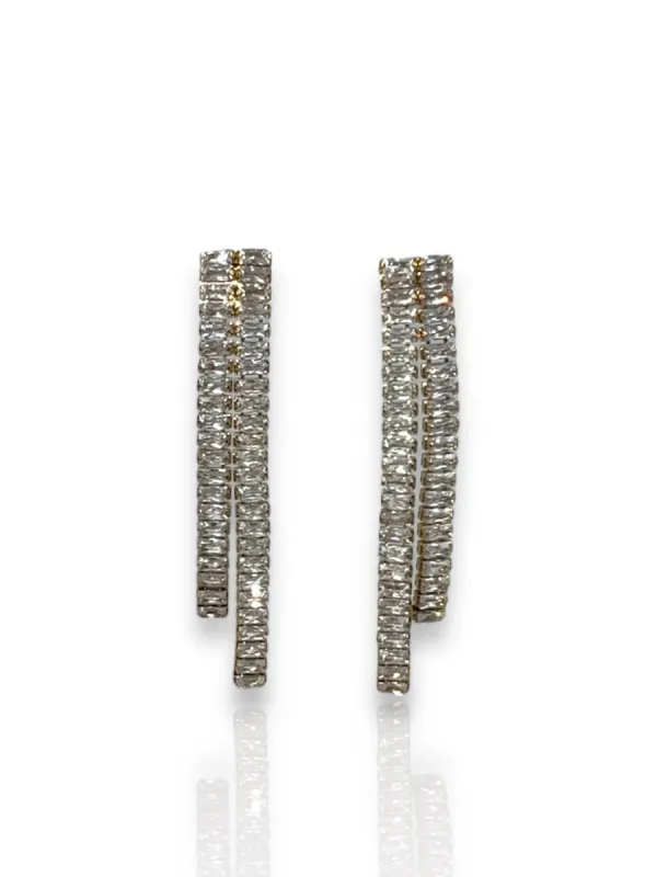 Pendientes doble caída brillantes dorado sold by Sorellas