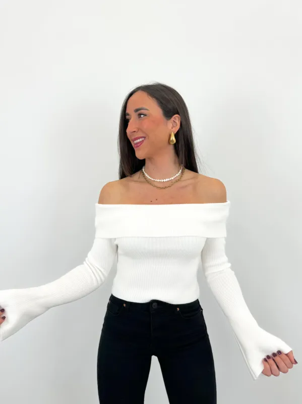 Jersey barco manga acampanada blanco sold by Sorellas