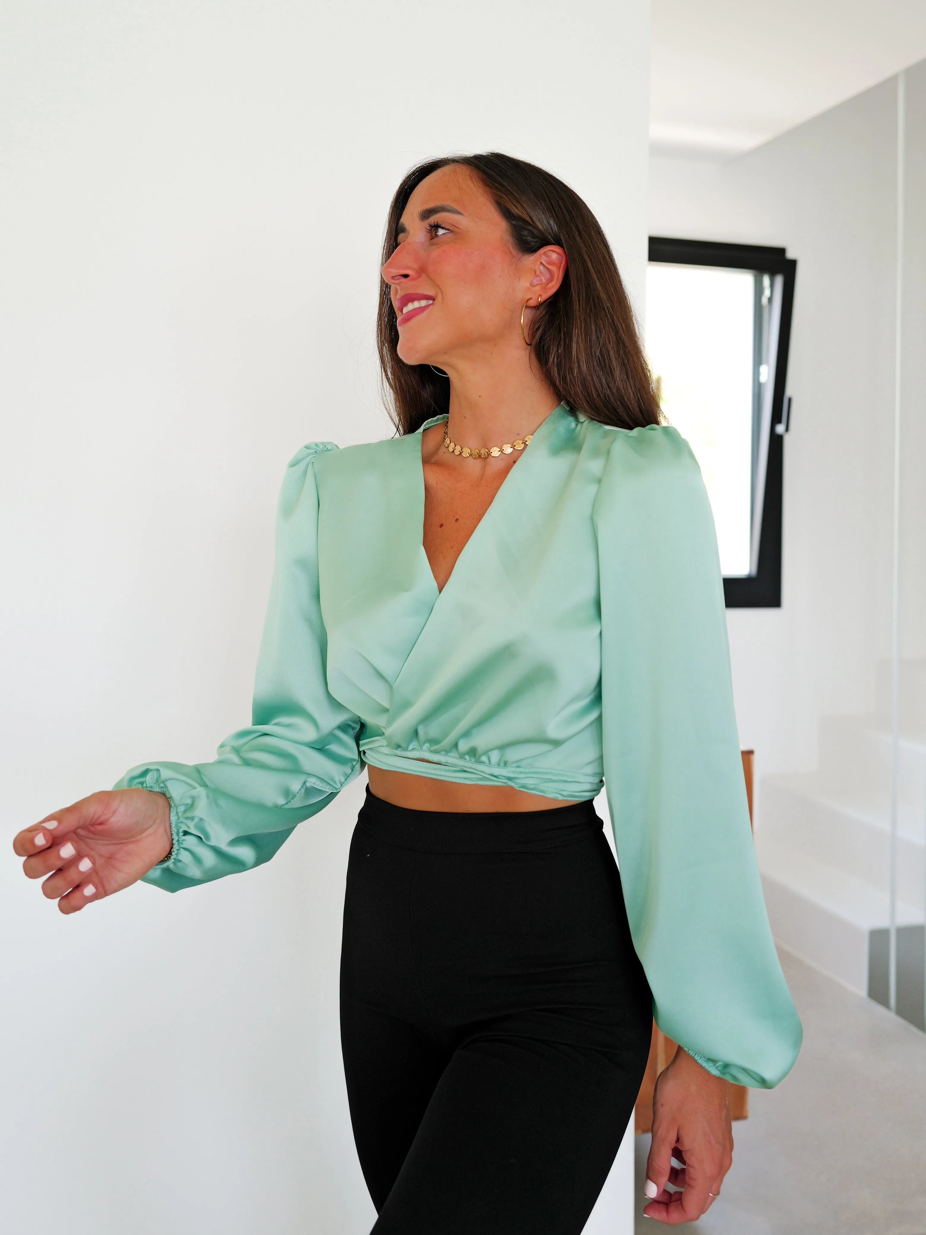 Blusa cruzada satin menta sold by Sorellas product image thumbnail 4