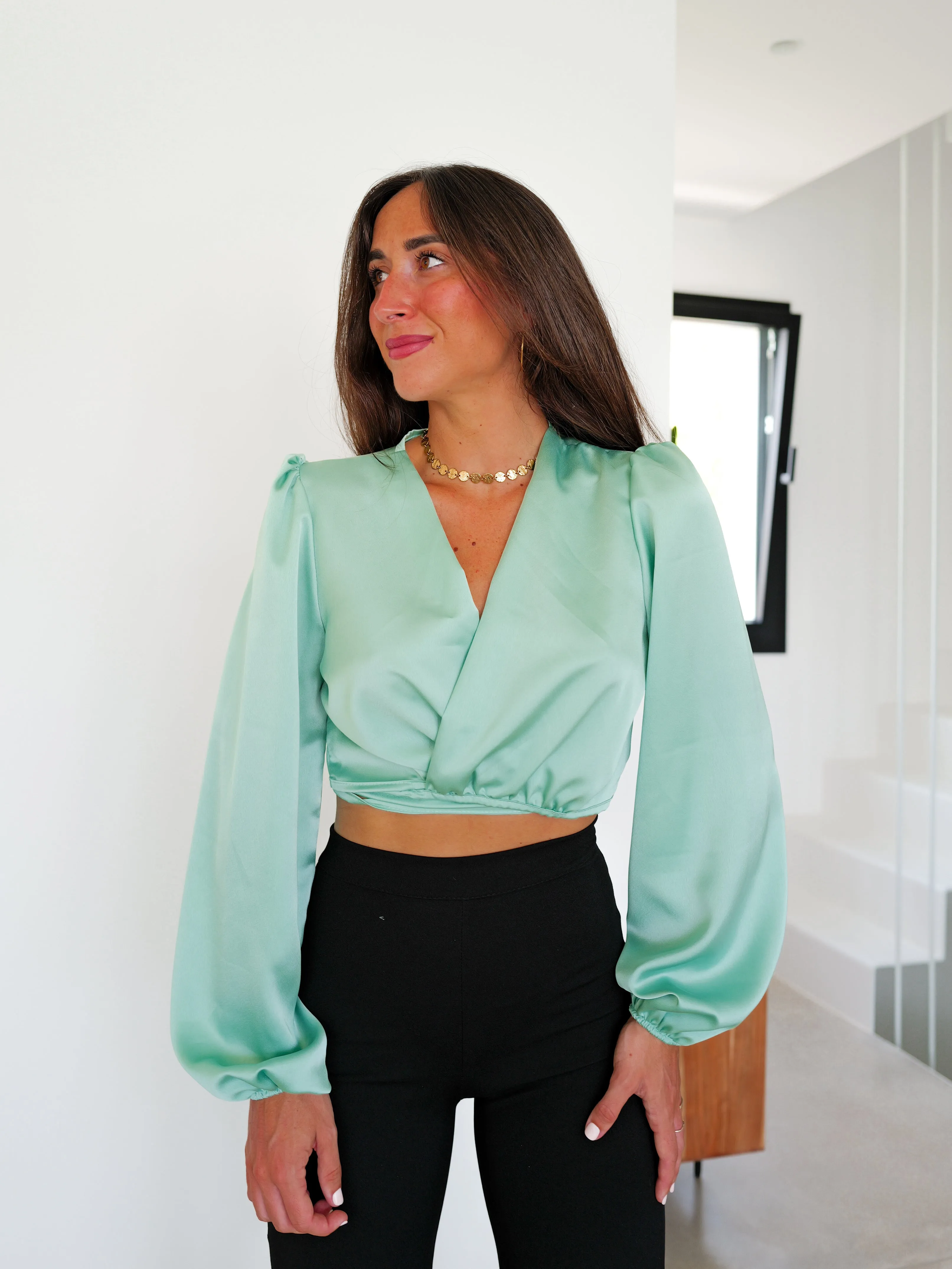 Blusa cruzada satin menta sold by Sorellas product image thumbnail 2