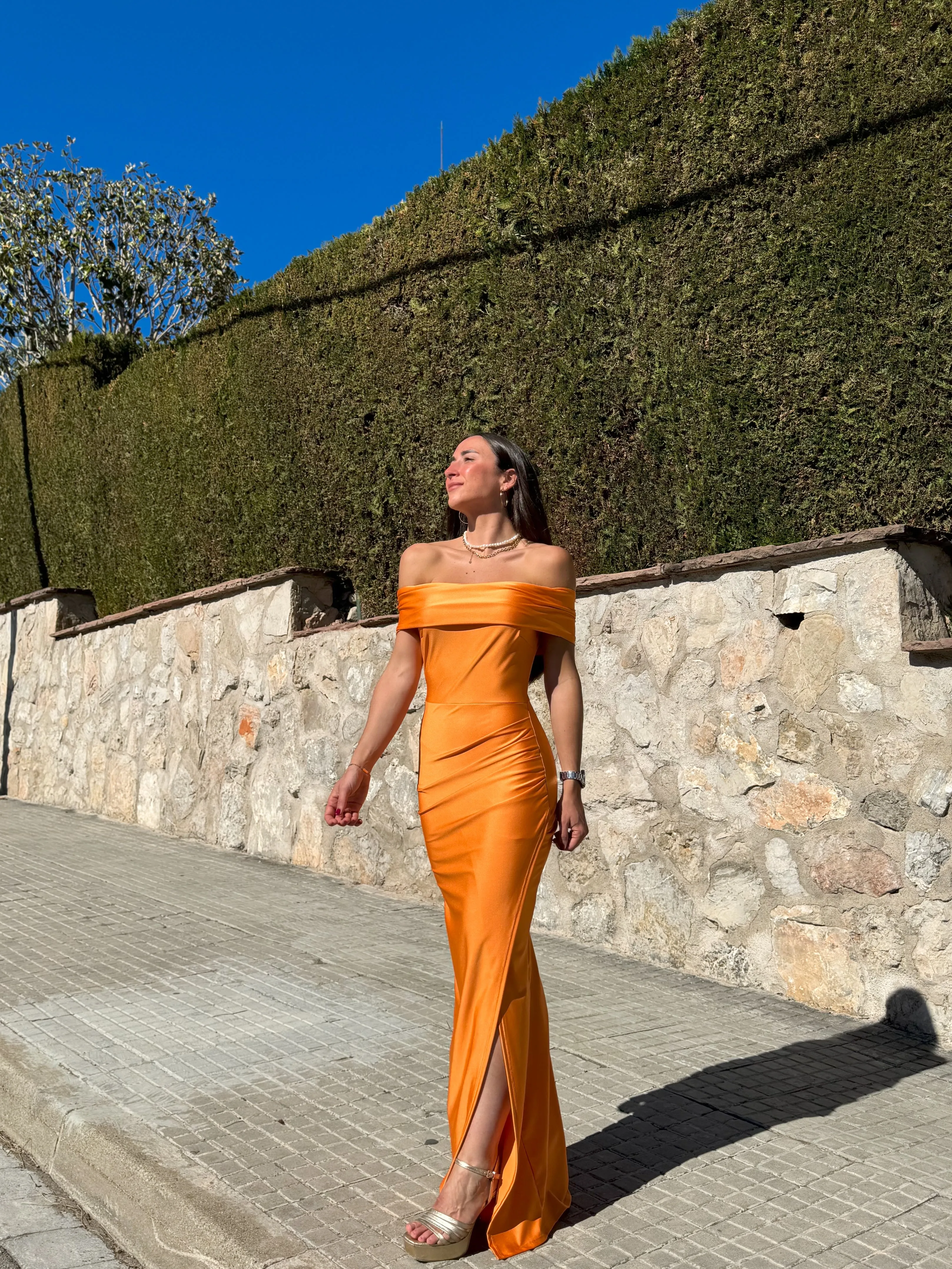 Vestido banda satinado naranja sold by Sorellas product image thumbnail 4