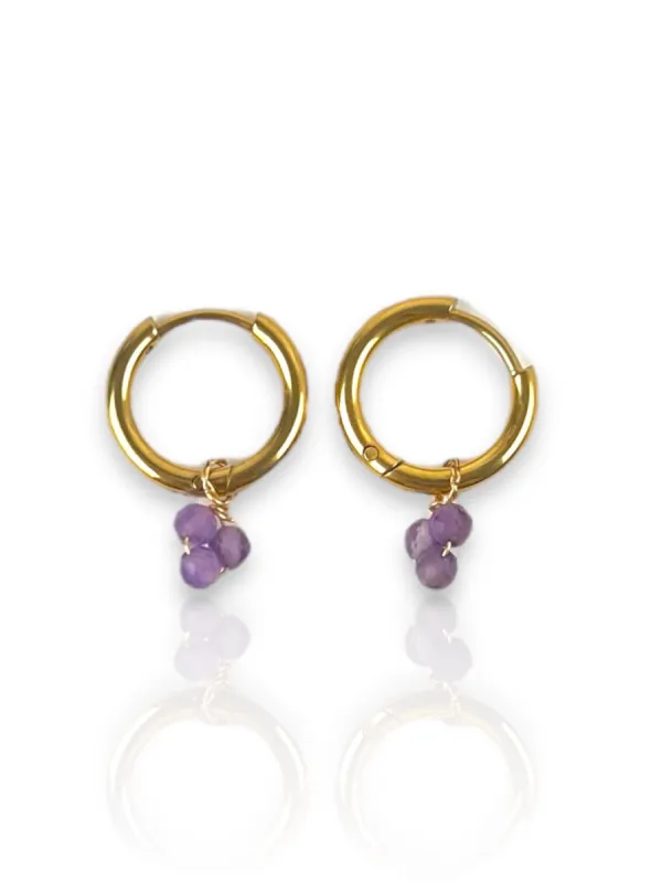 Pendientes arito piedras lila sold by Sorellas