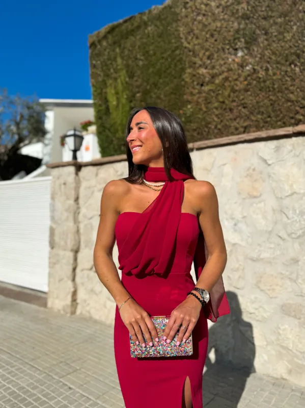 Vestido multi tulle burdeos sold by Sorellas