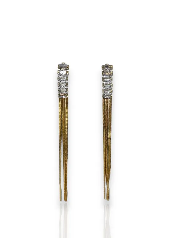 Pendientes caída cadena brillos dorada sold by Sorellas