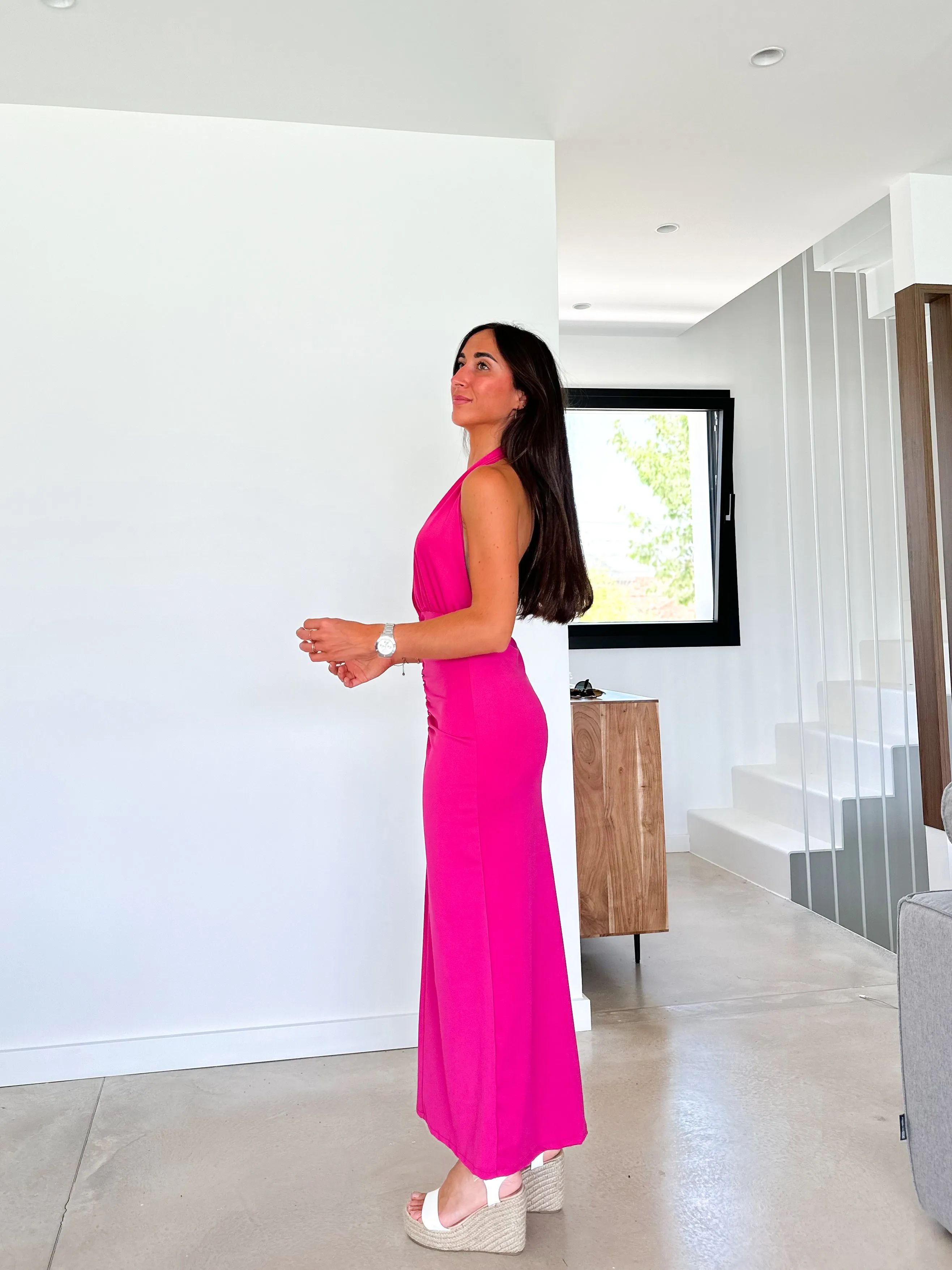 Vestido frunce pico fucsia sold by Sorellas product image thumbnail 4