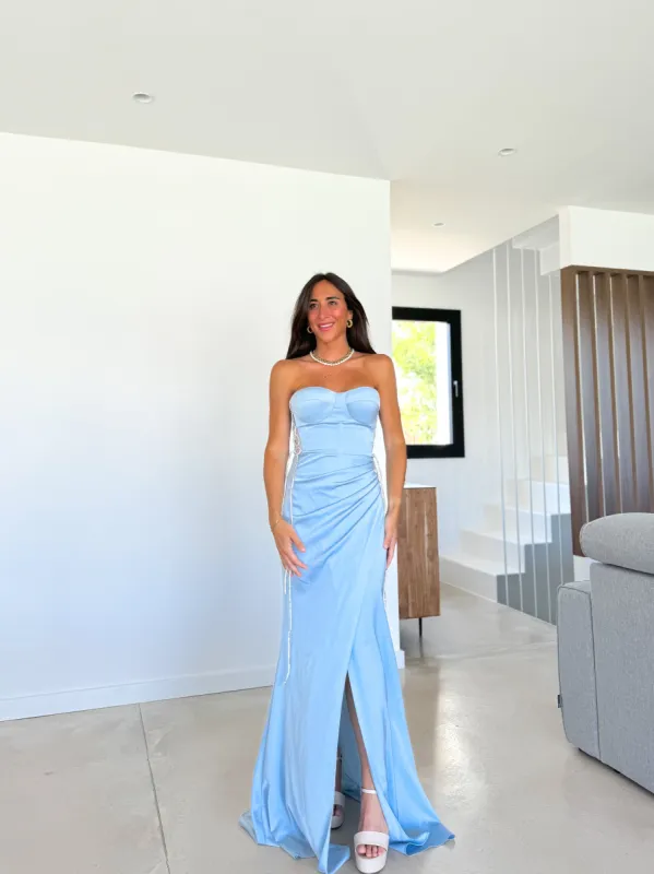 Vestido corse strass celeste sold by Sorellas