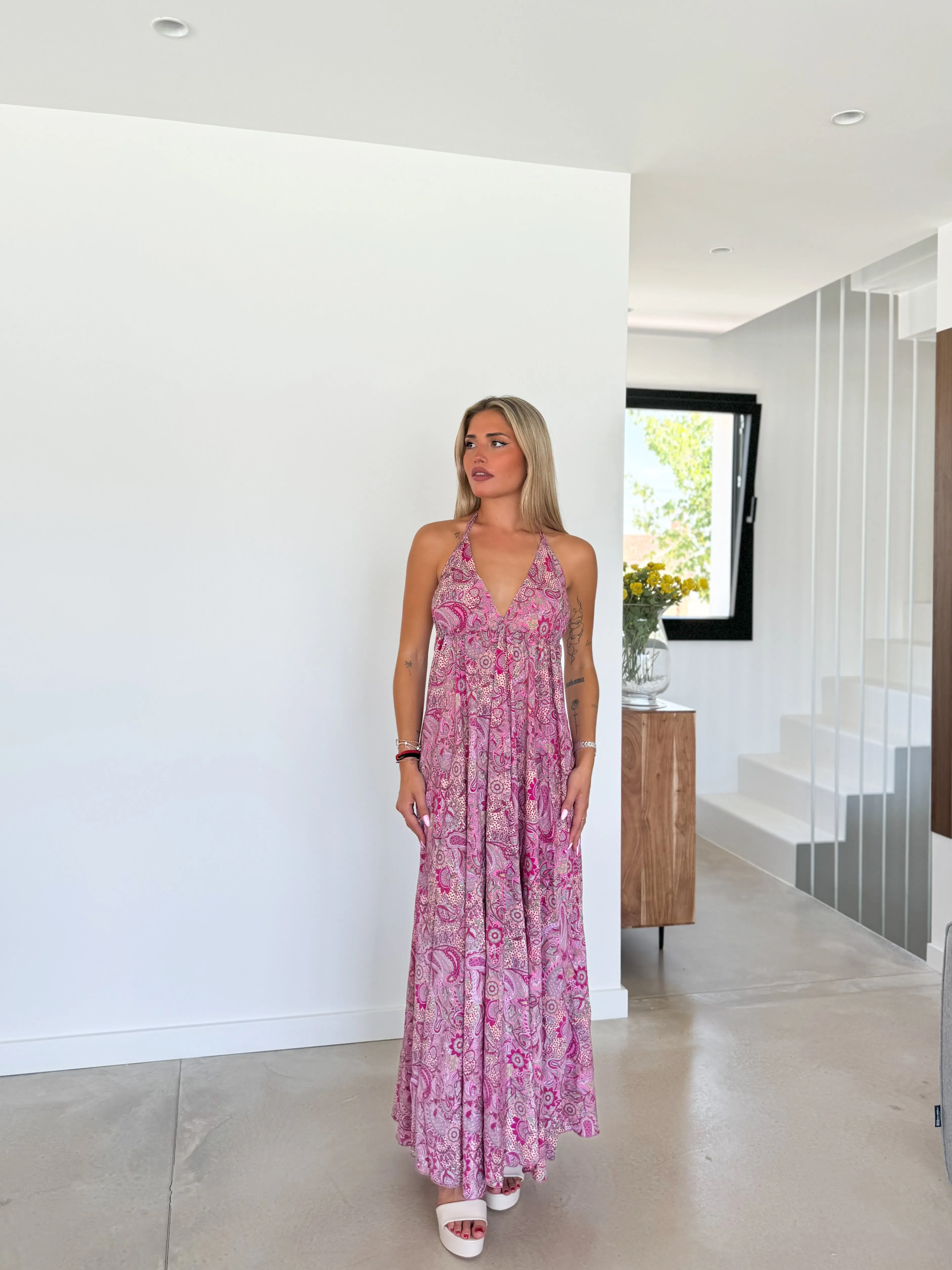 Vestido boho largo rosa sold by Sorellas