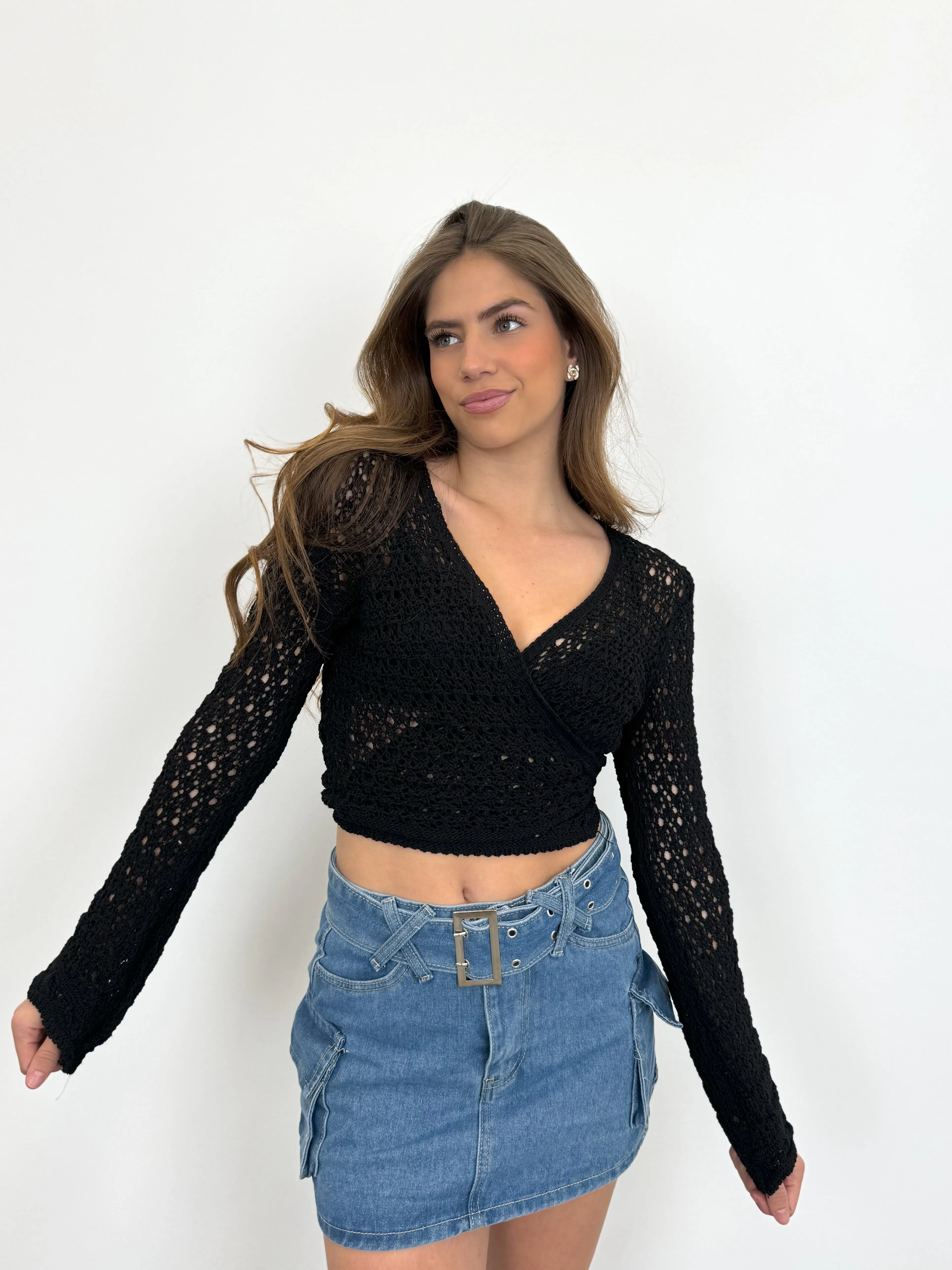 Jersey cruzado calado negro sold by Sorellas product image thumbnail 2