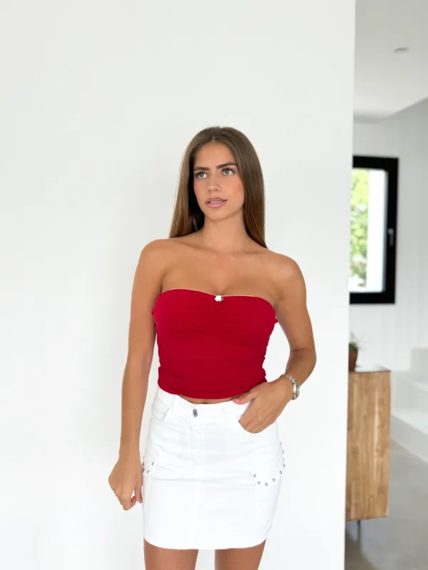 Top palabra detalle flor rojo sold by Sorellas