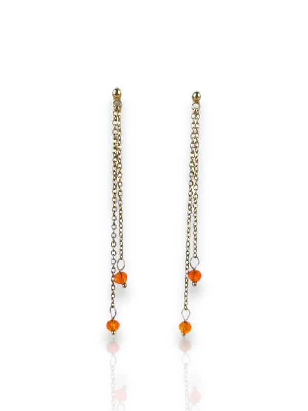 Pendientes caída piedras naranjas sold by Sorellas