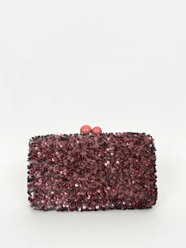 Clutch glitter velvet rosa sold by Sorellas