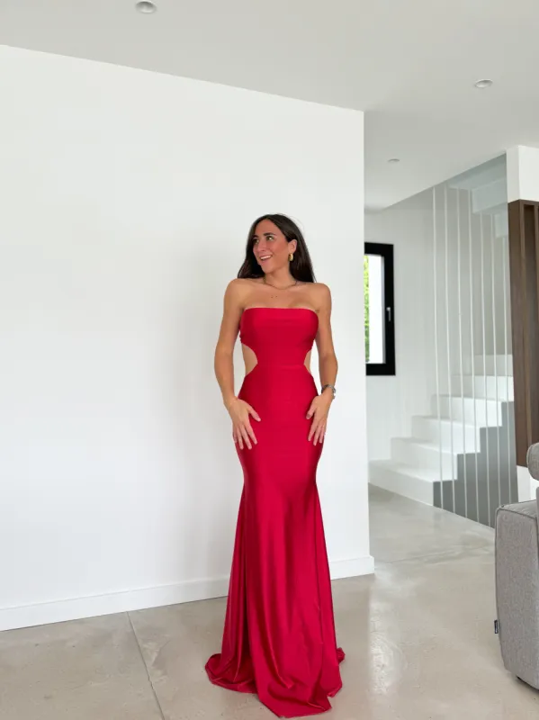Vestido palabra aberturas sirena rojo sold by Sorellas