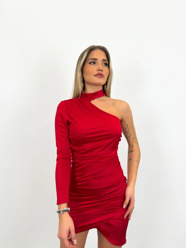 Vestido choker satinado rojo sold by Sorellas