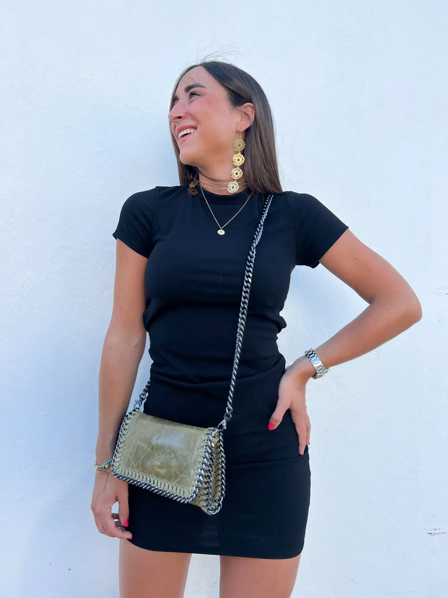 Bolso midi piel caqui sold by Sorellas product image thumbnail 2