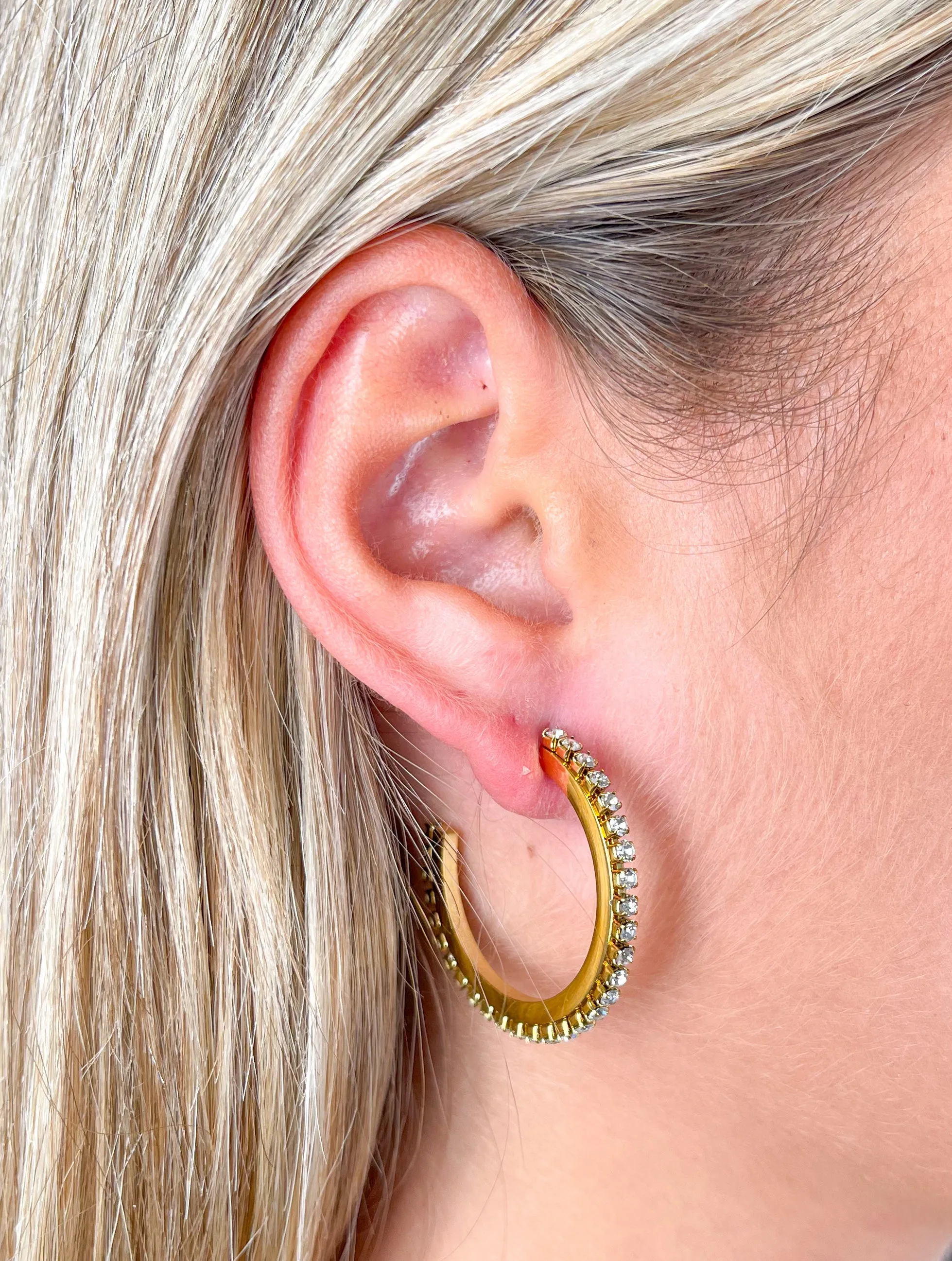 Pendientes aro brillantes dorado sold by Sorellas product image thumbnail 3