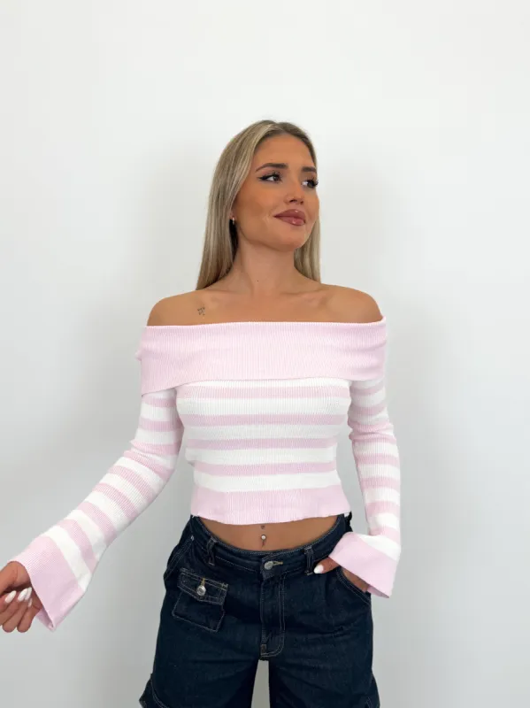 Jersey barco manga acampanada raya rosa sold by Sorellas