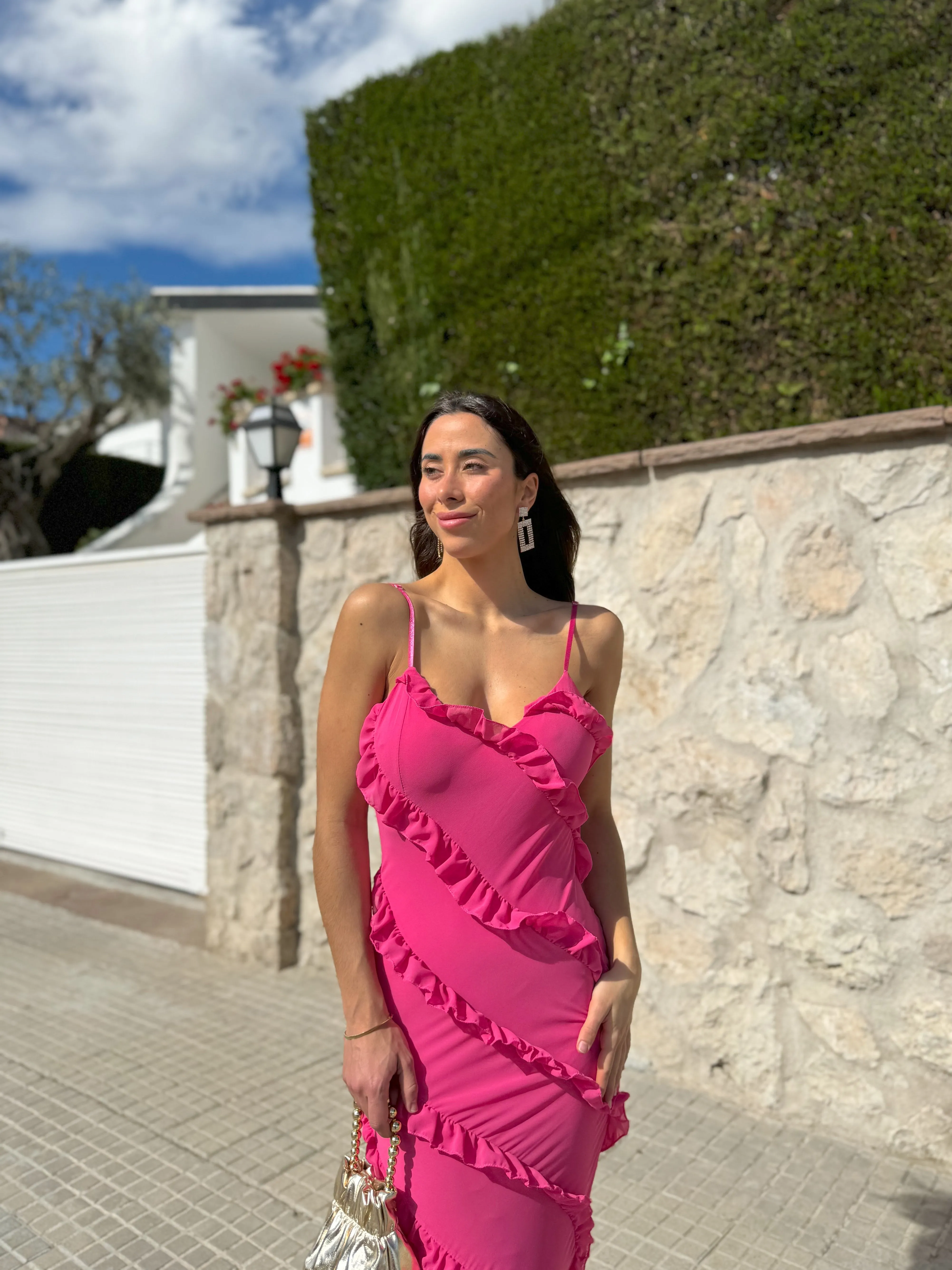 Vestido volantes crepe rosa sold by Sorellas product image thumbnail 4