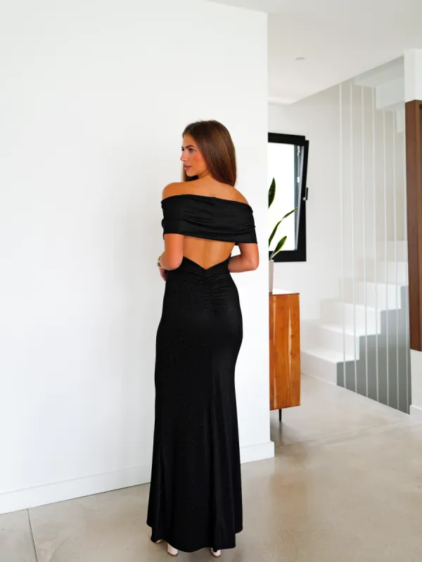Vestido lurex bardot espalda negro sold by Sorellas
