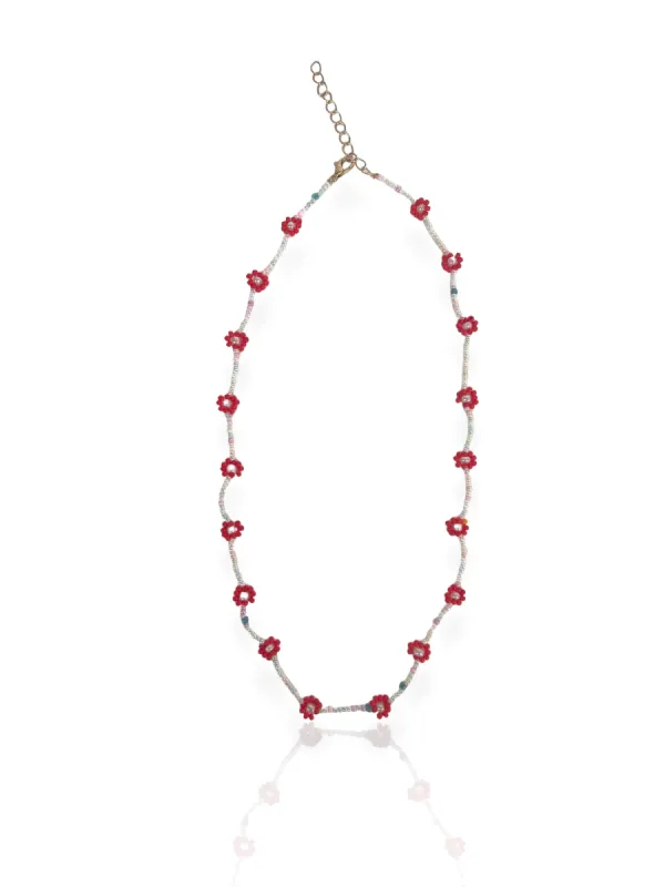 Collar rosa flores rojas sold by Sorellas
