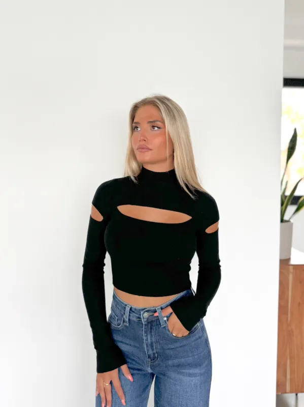 Jersey aberturas negro sold by Sorellas