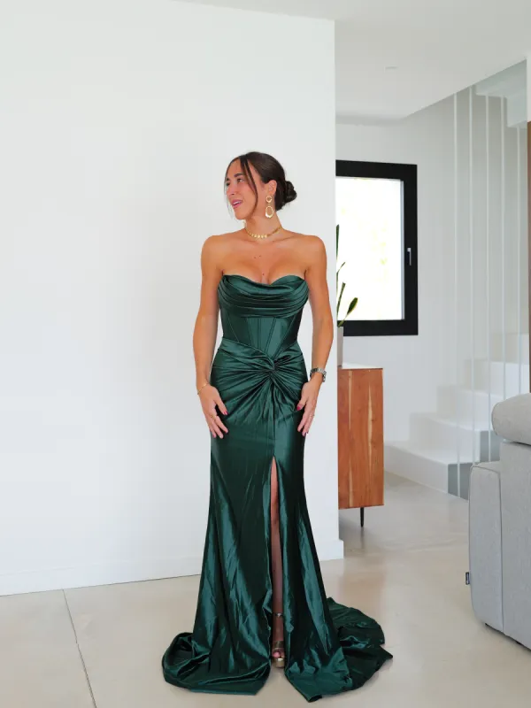 Vestido corsé bandas nudo verde sold by Sorellas
