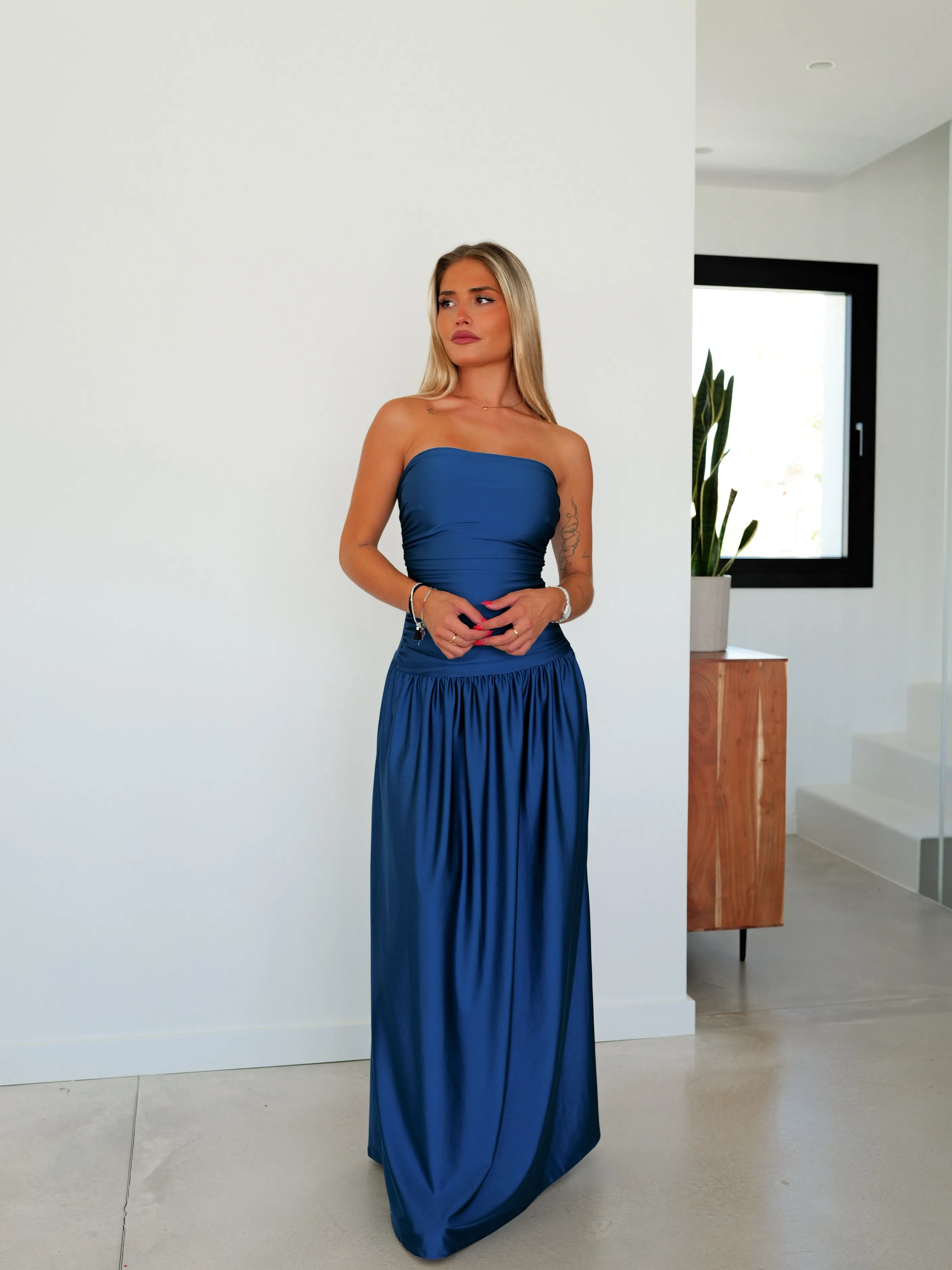 Vestido palabra satin entrelazado petróleo sold by Sorellas product image thumbnail 2