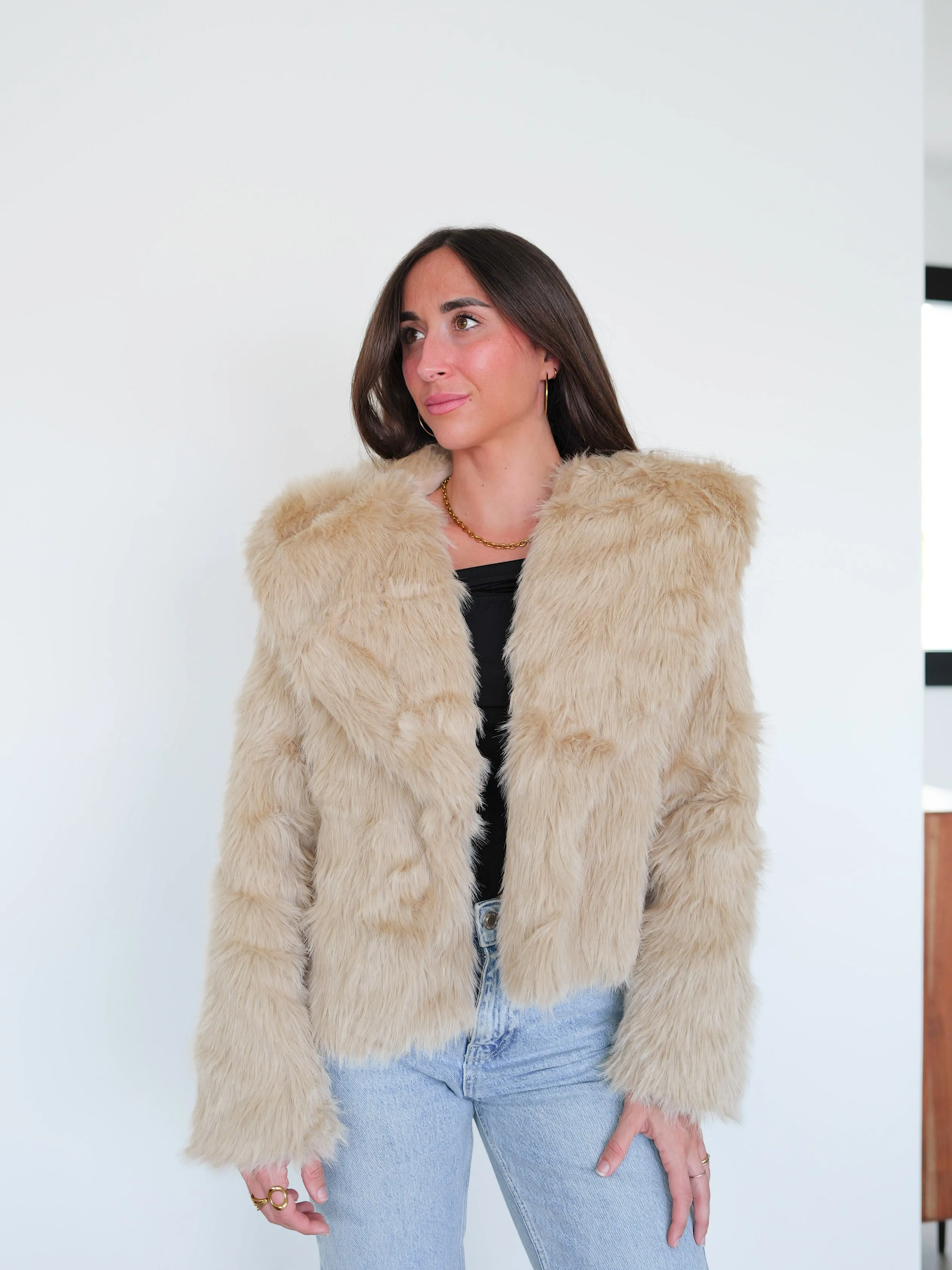 Chaqueta pelo solapa beige sold by Sorellas product image thumbnail 4