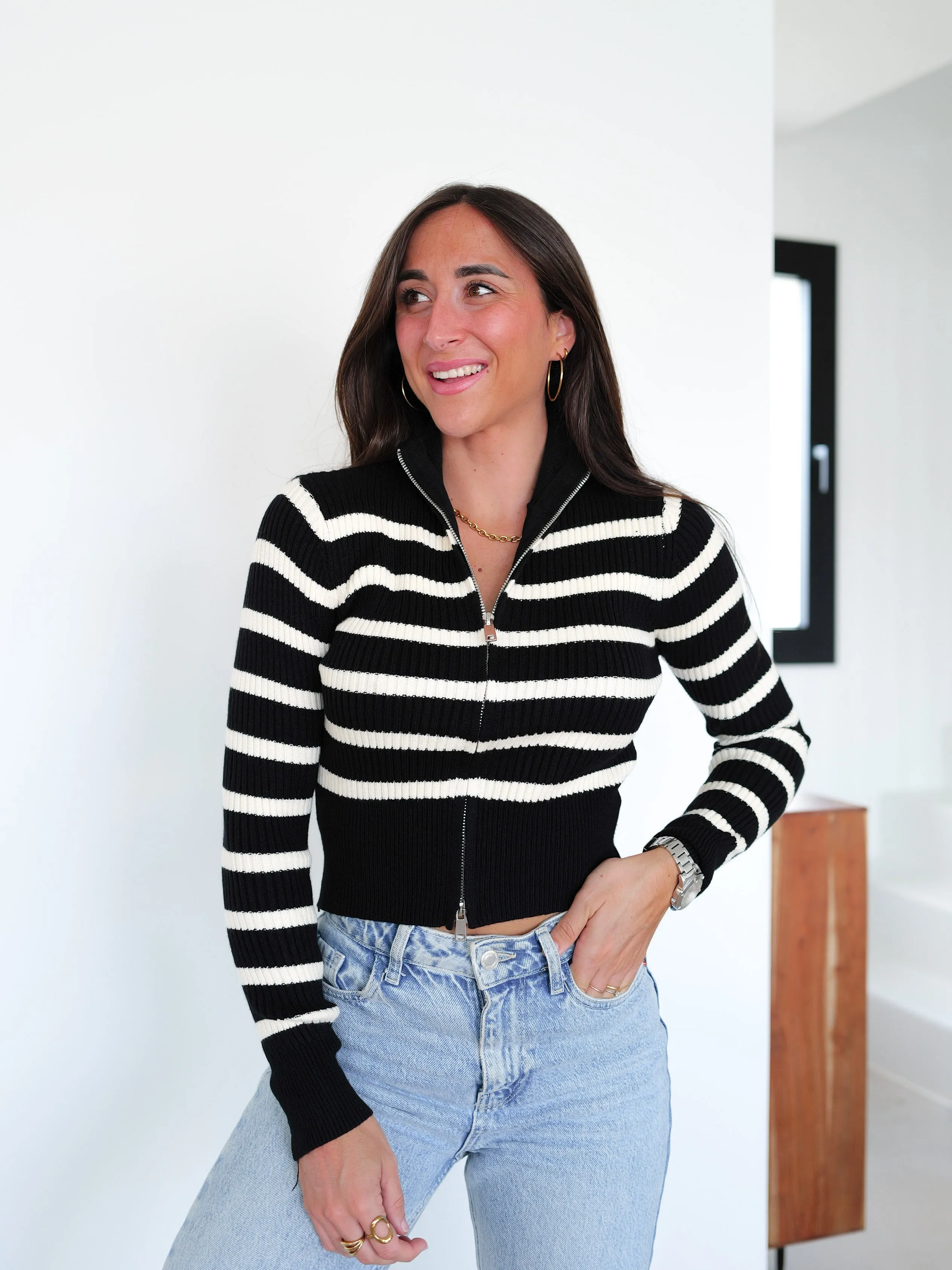 Jersey rayas canalé cremallera negro sold by Sorellas product image thumbnail 3