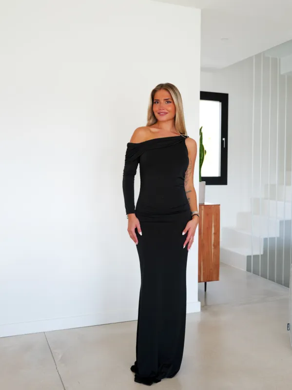 Vestido manga asim detalle negro sold by Sorellas