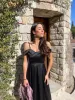 Vestido barco raso negro sold by Sorellas