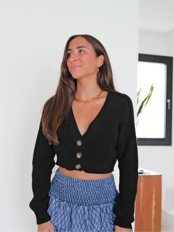 Jersey punto botones negro sold by Sorellas