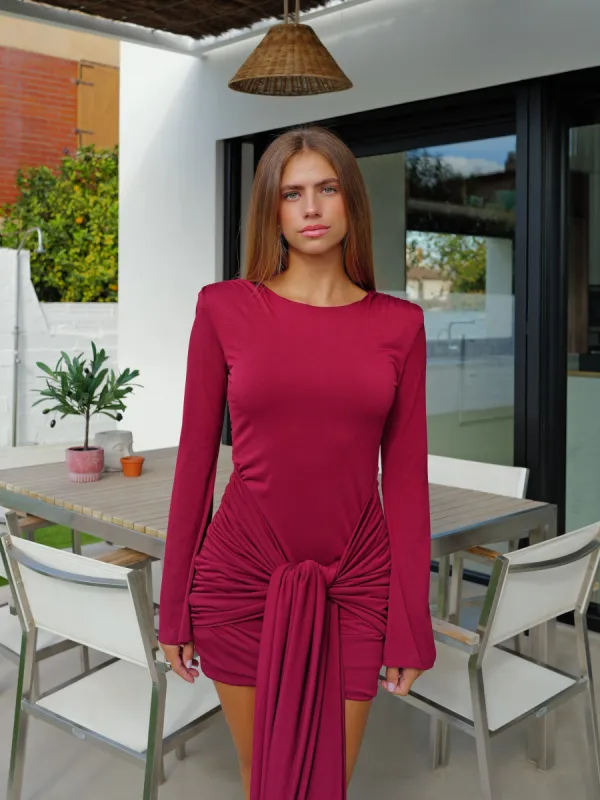 Vestido mini bandas nudo burdeos sold by Sorellas