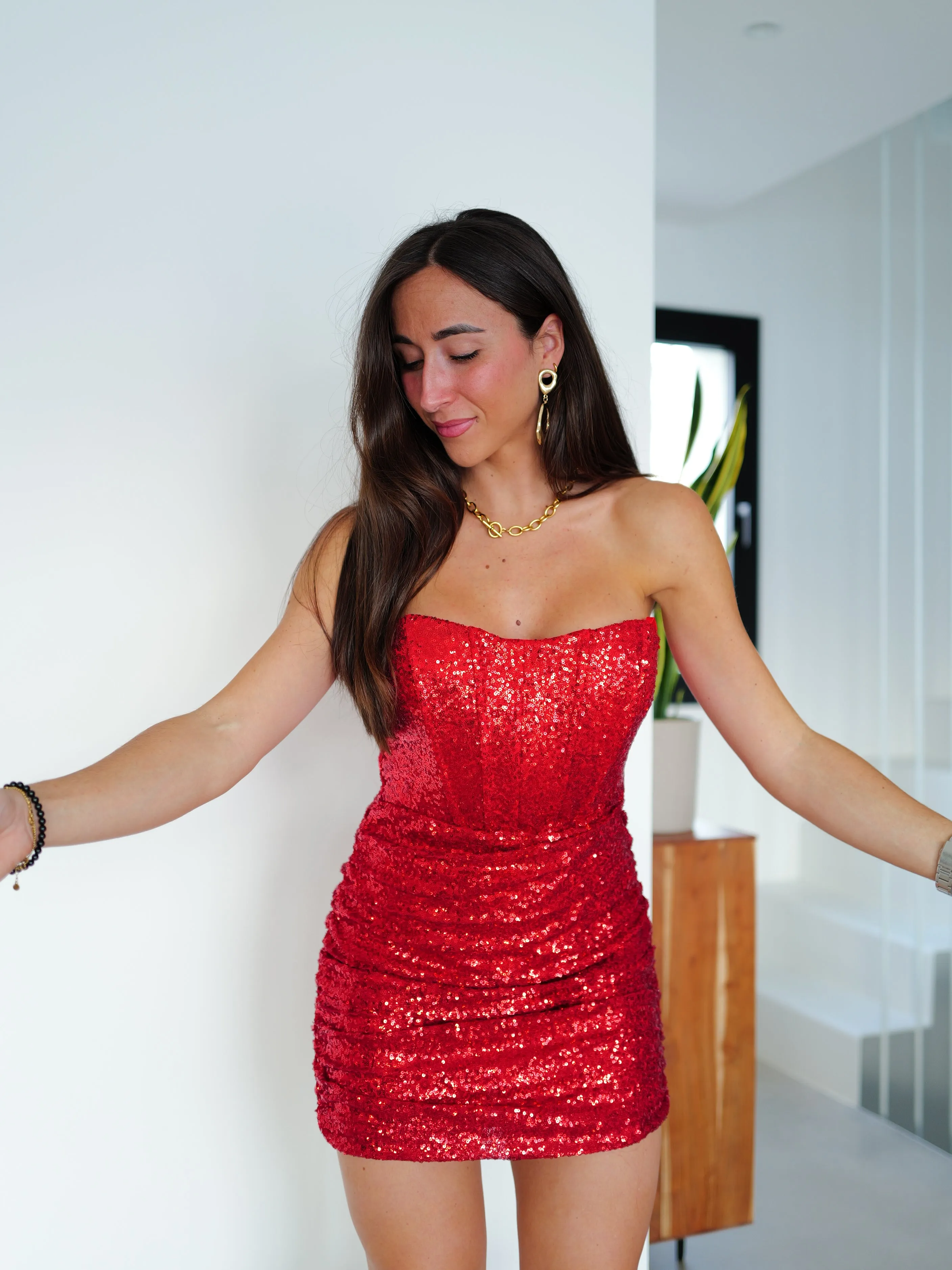 Vestido glitter ballenas rojo sold by Sorellas