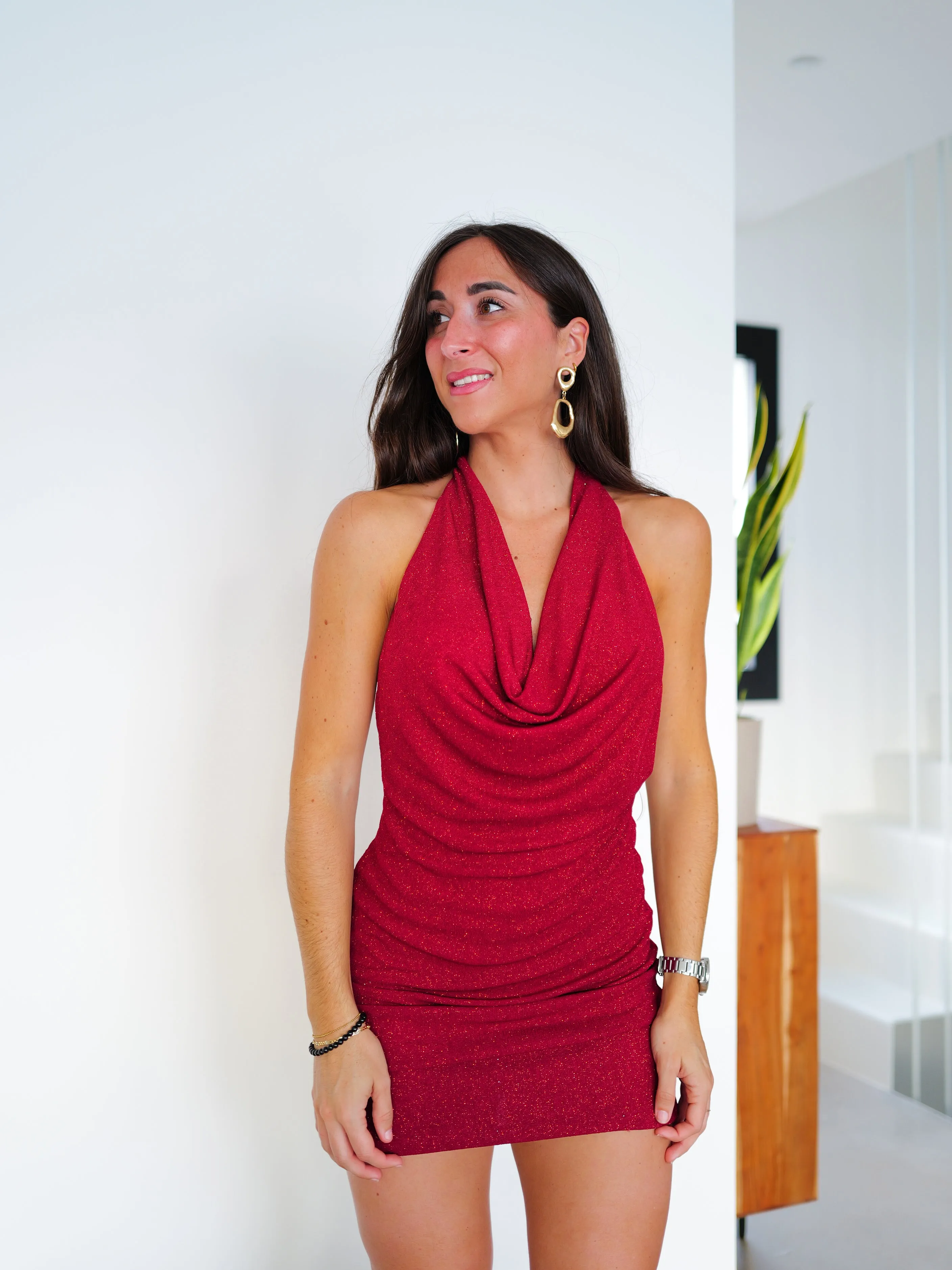 Vestido mini lurex cascada burdeos sold by Sorellas product image thumbnail 2