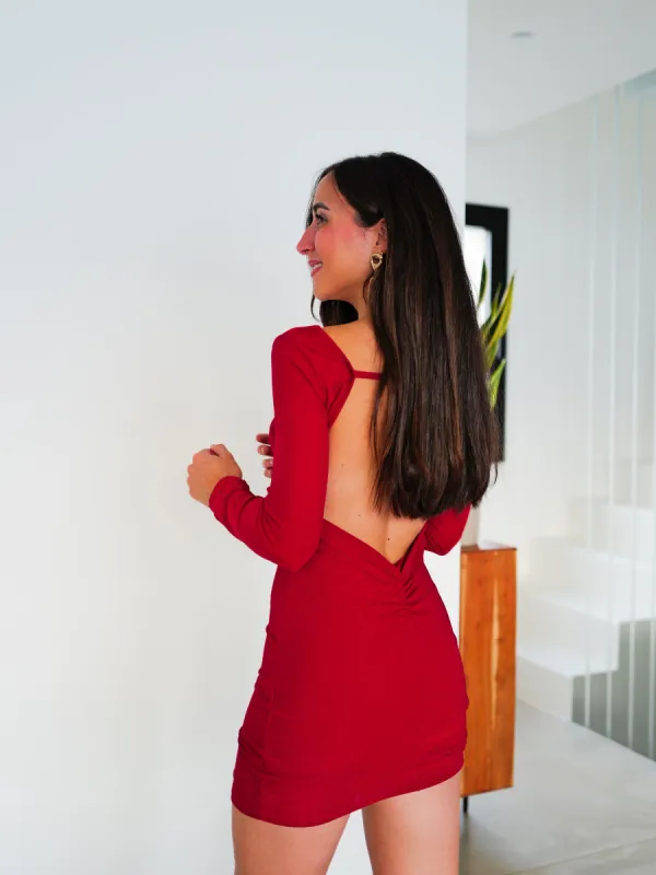 Vestido espalda lurex rojo sold by Sorellas