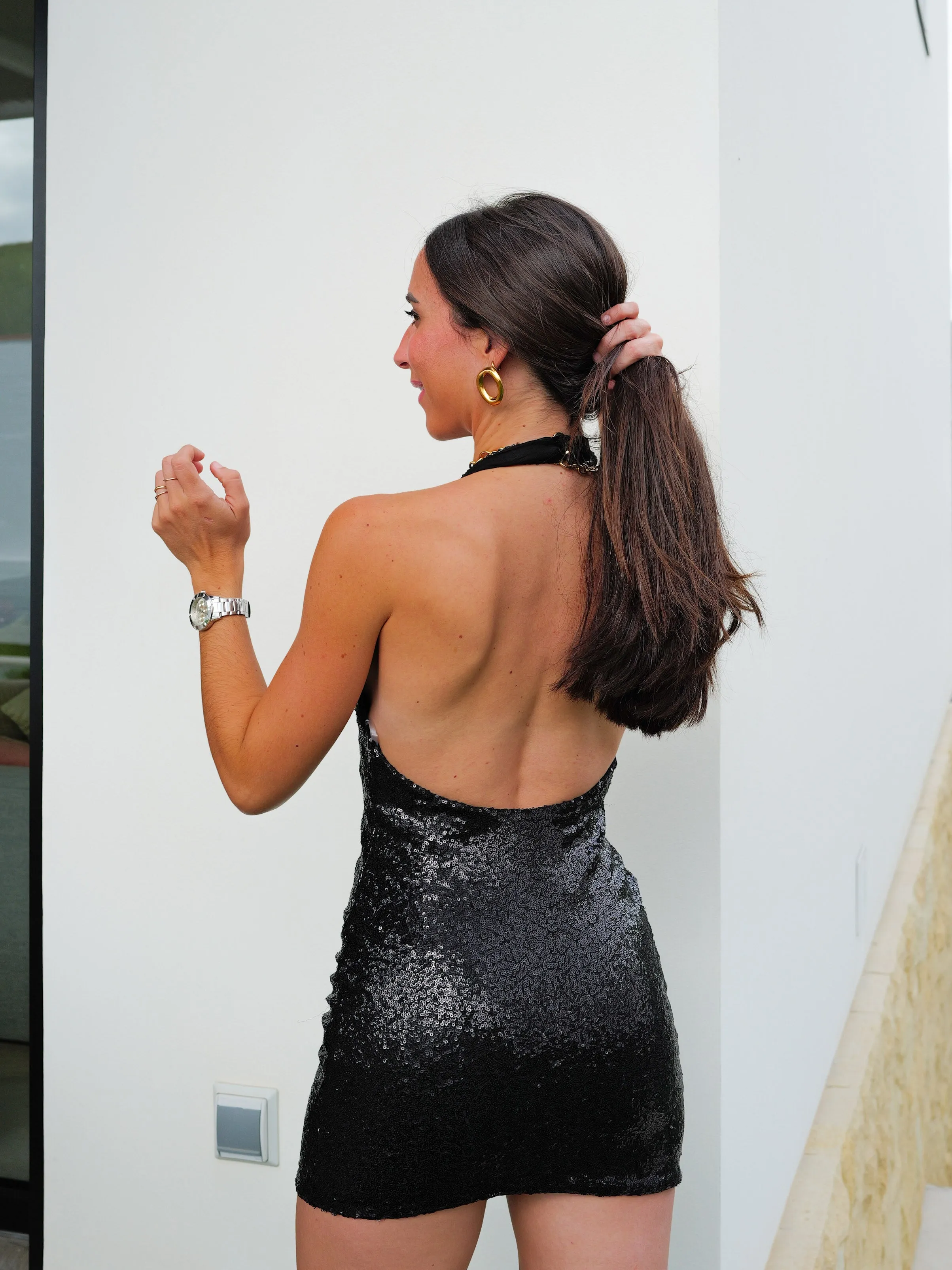 Vestido halter glitter negro sold by Sorellas product image thumbnail 2