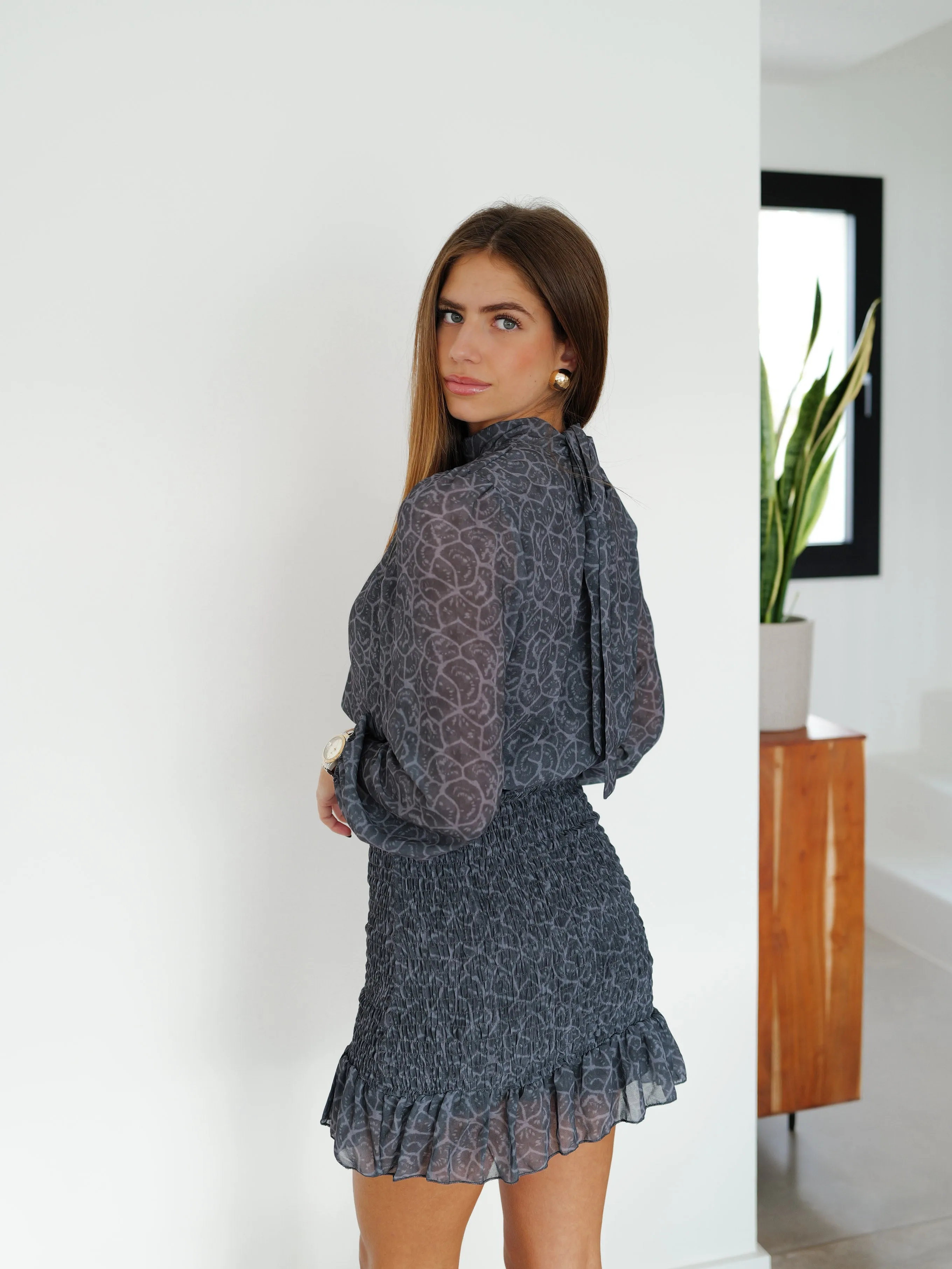 Vestido mangas nido estampado gris sold by Sorellas product image thumbnail 5