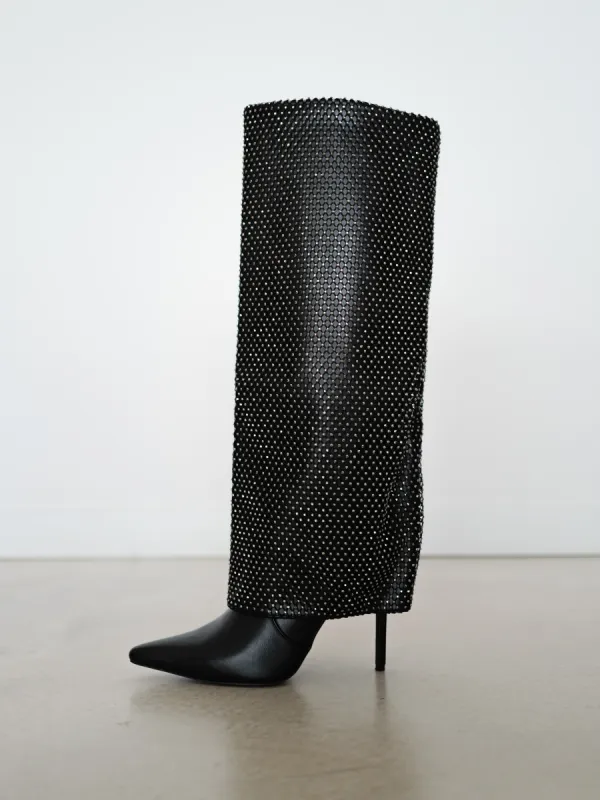 Bota solapa brillos negra sold by Sorellas