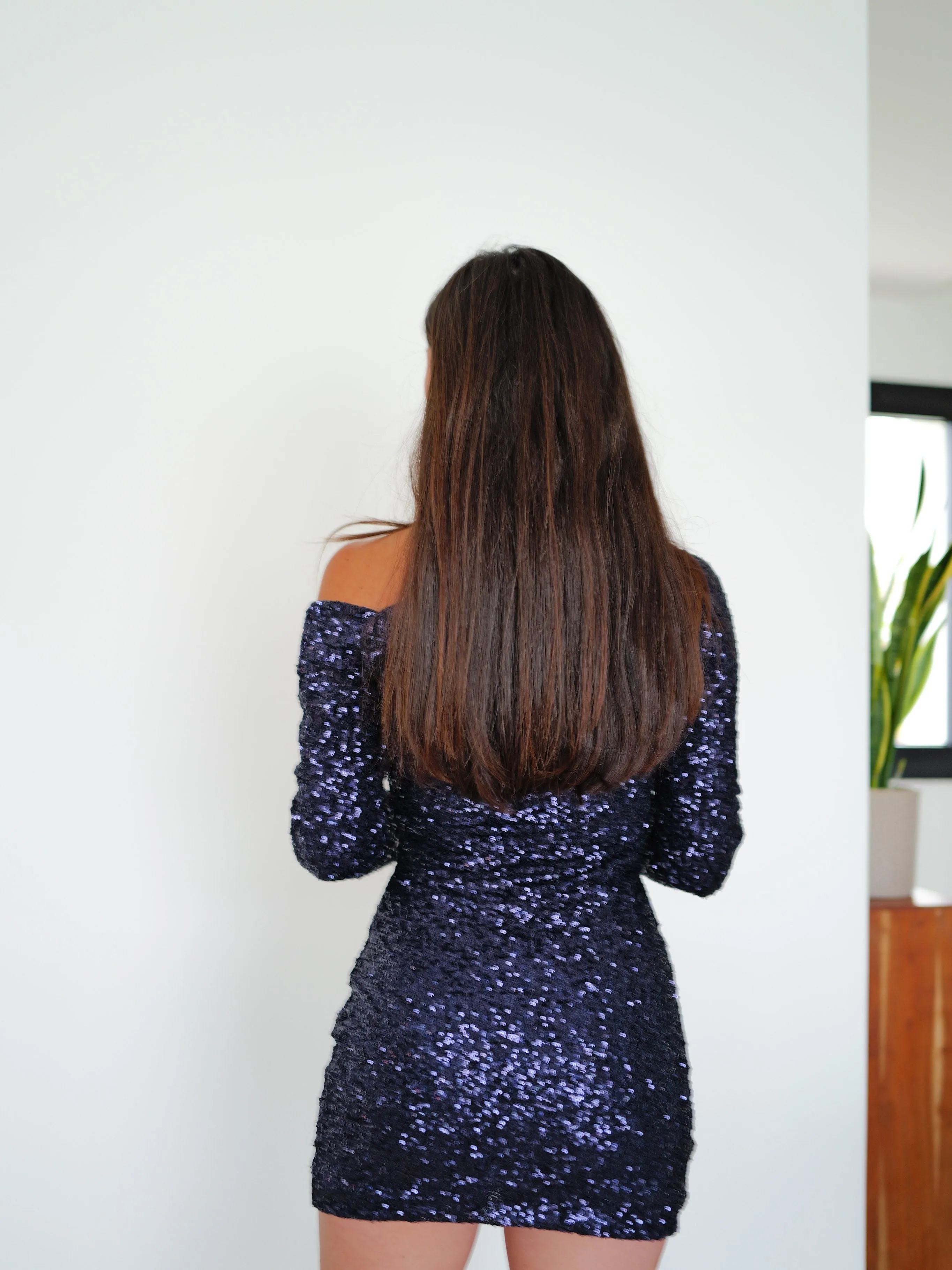 Vestido mini asimetrico glitter marino sold by Sorellas product image thumbnail 3