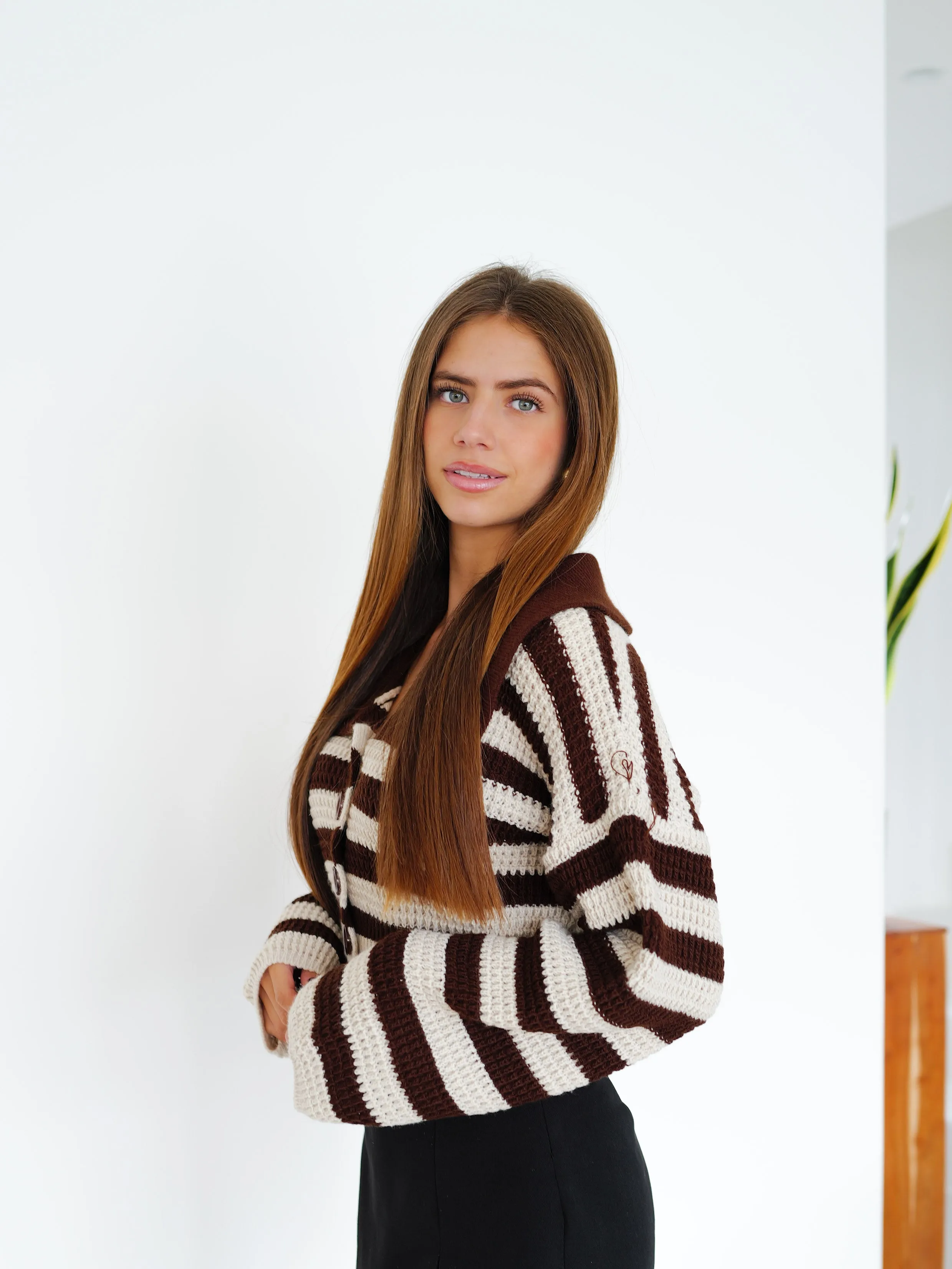 Jersey punto rayas chocolate sold by Sorellas product image thumbnail 2