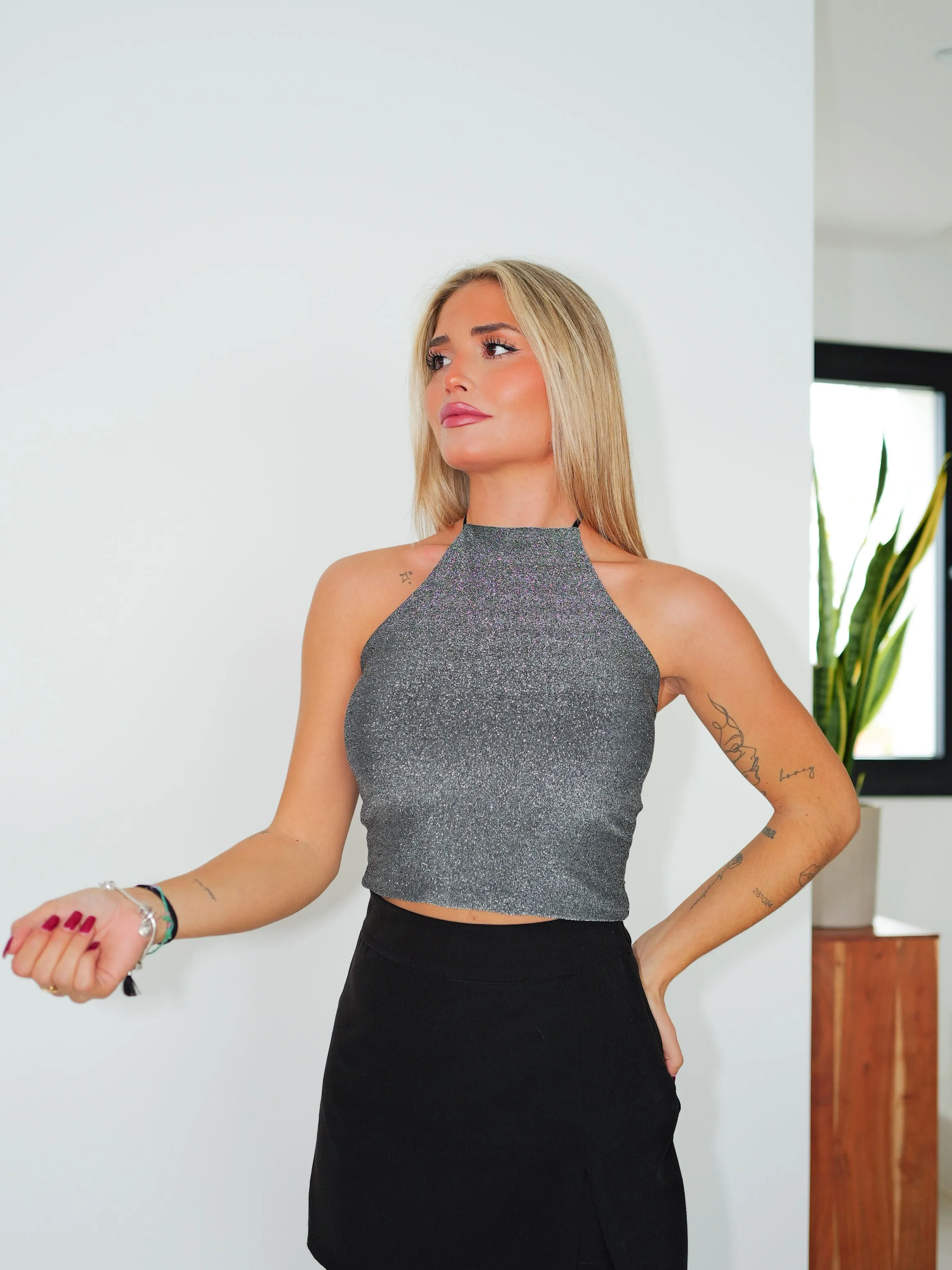 Top halter lurex plata sold by Sorellas product image thumbnail 2