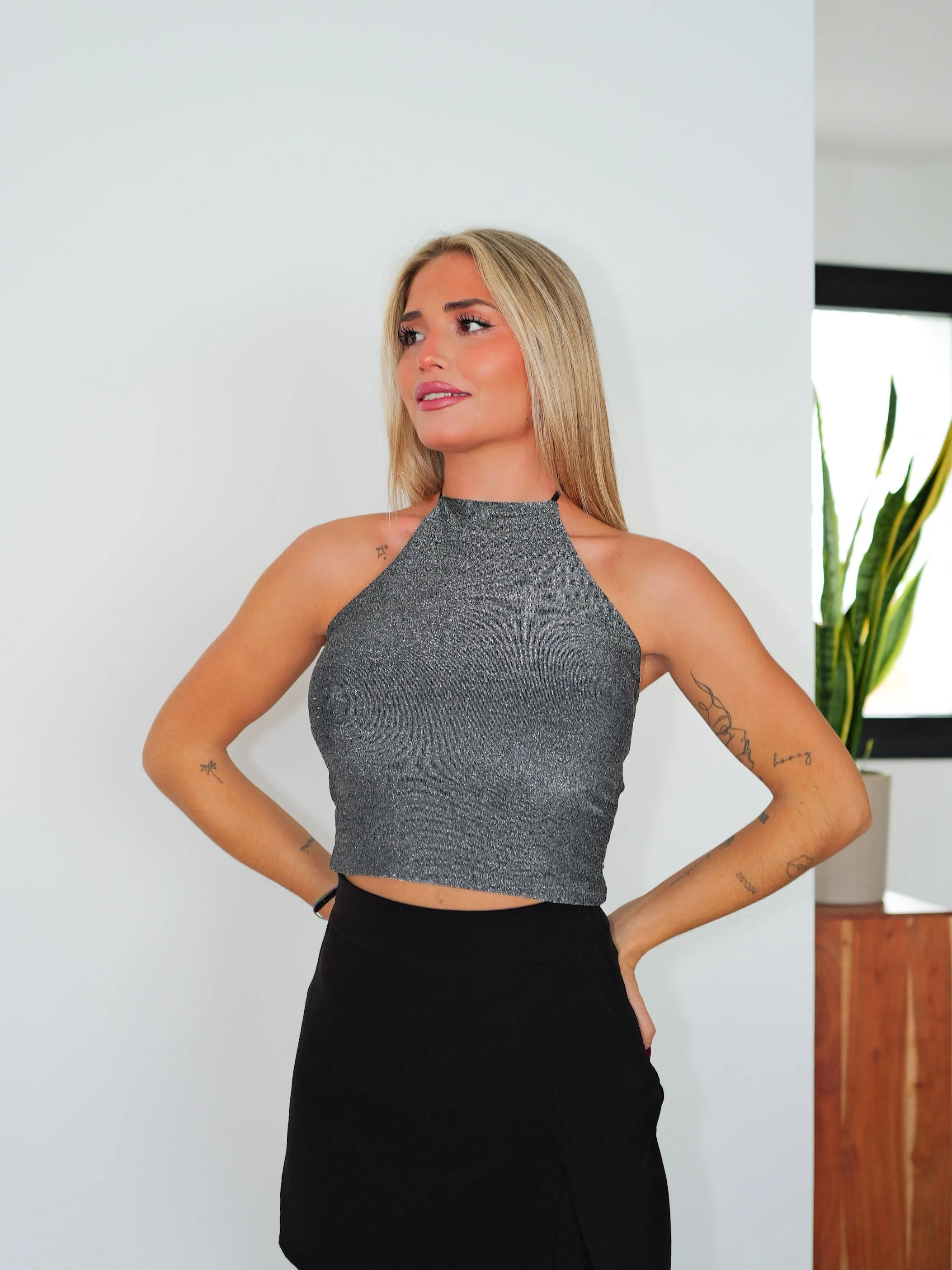 Top halter lurex plata sold by Sorellas product image thumbnail 3