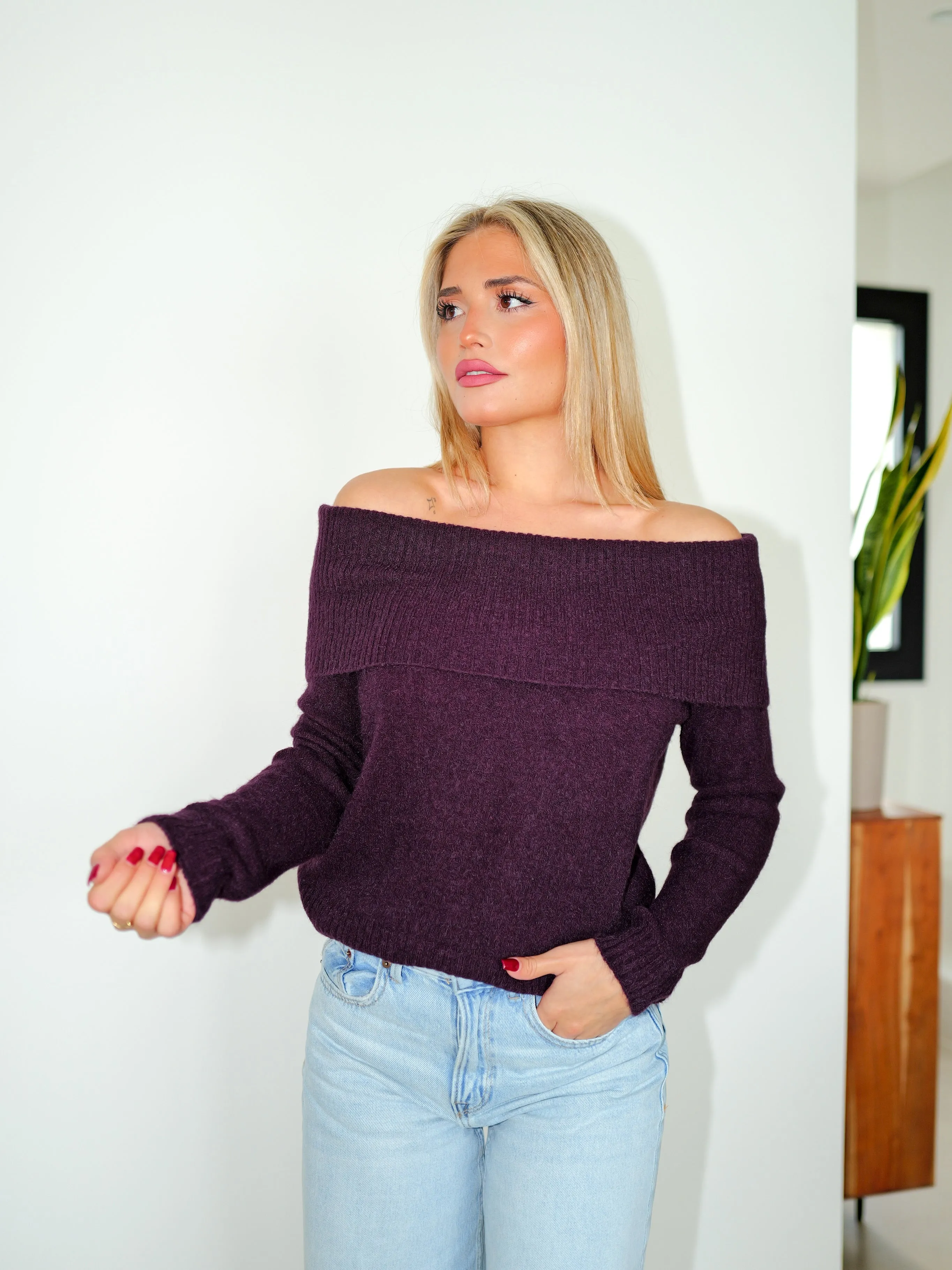 Jersey bardot mangas morado sold by Sorellas product image thumbnail 2