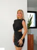 Vestido hombreras espalda glitter negro sold by Sorellas