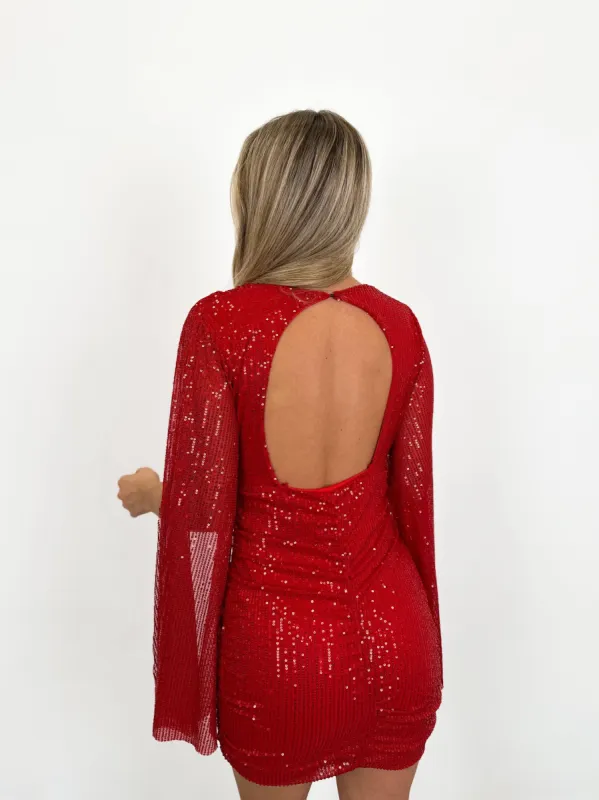 Vestido glitter mangas rojo sold by Sorellas