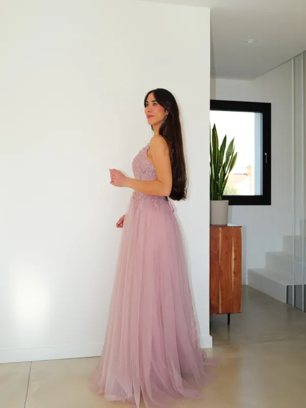 Vestido corsé pico tulle rosa sold by Sorellas