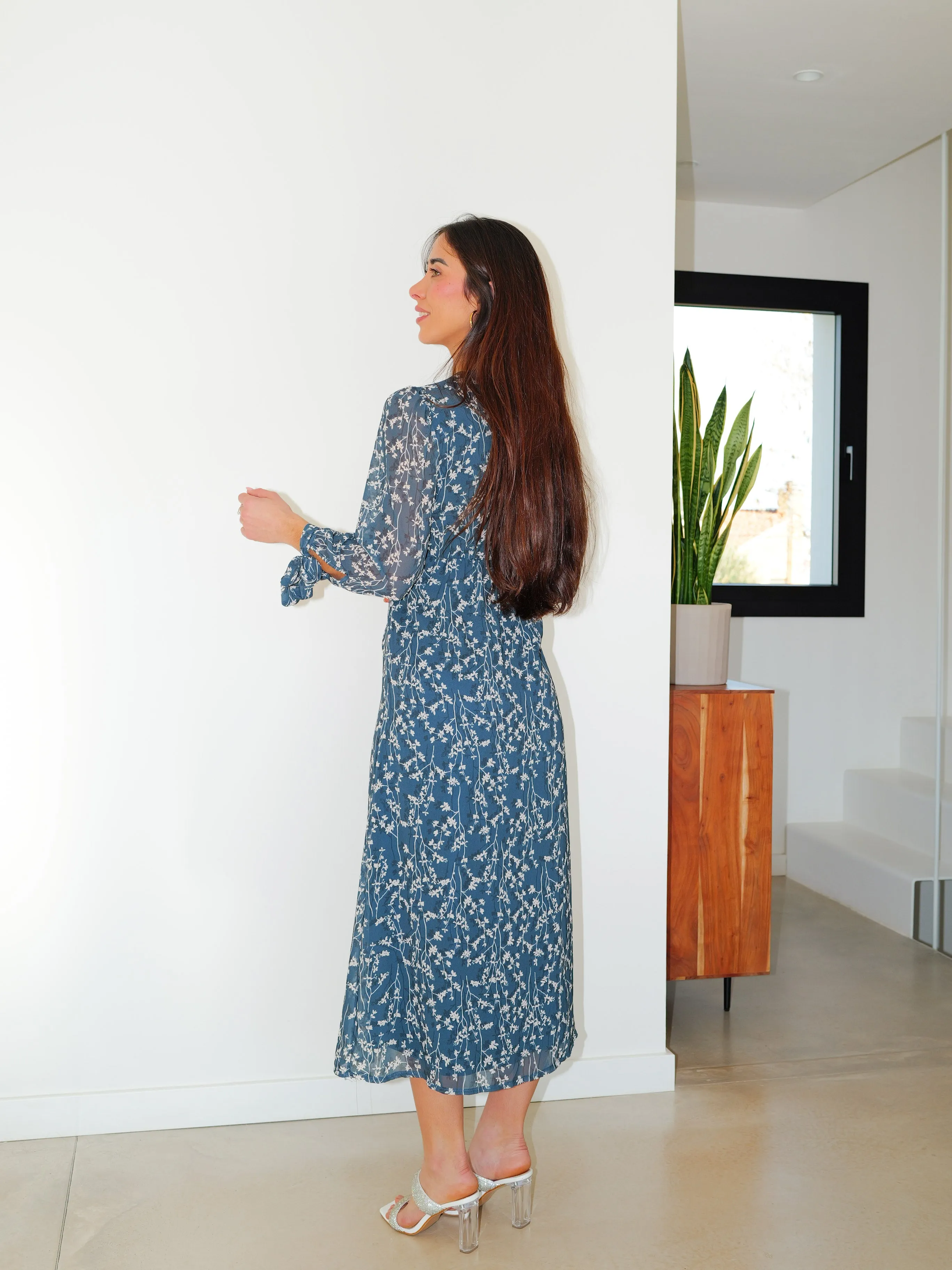Vestido frunce estampado azul sold by Sorellas product image thumbnail 4