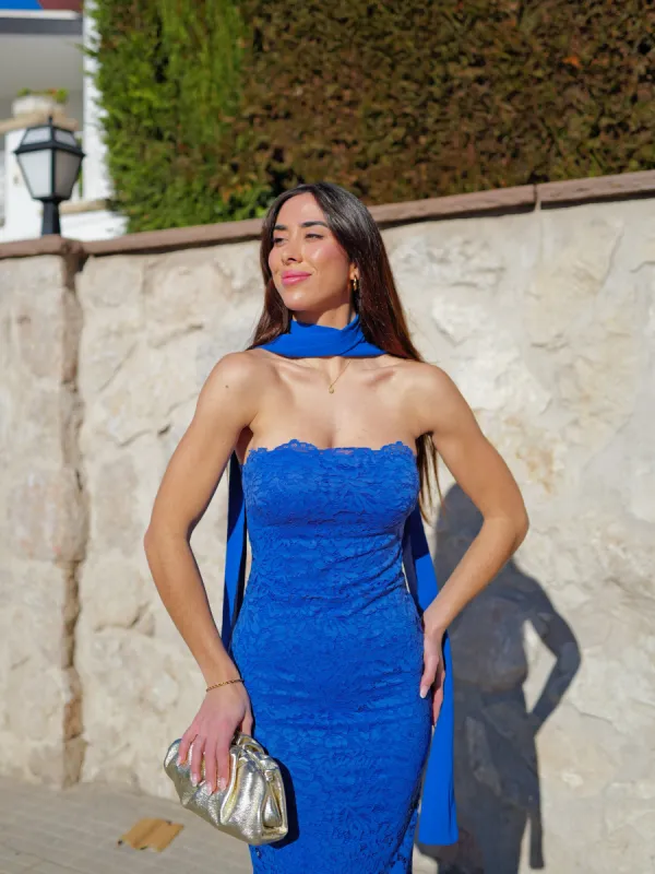 Vestido encaje choker azul sold by Sorellas
