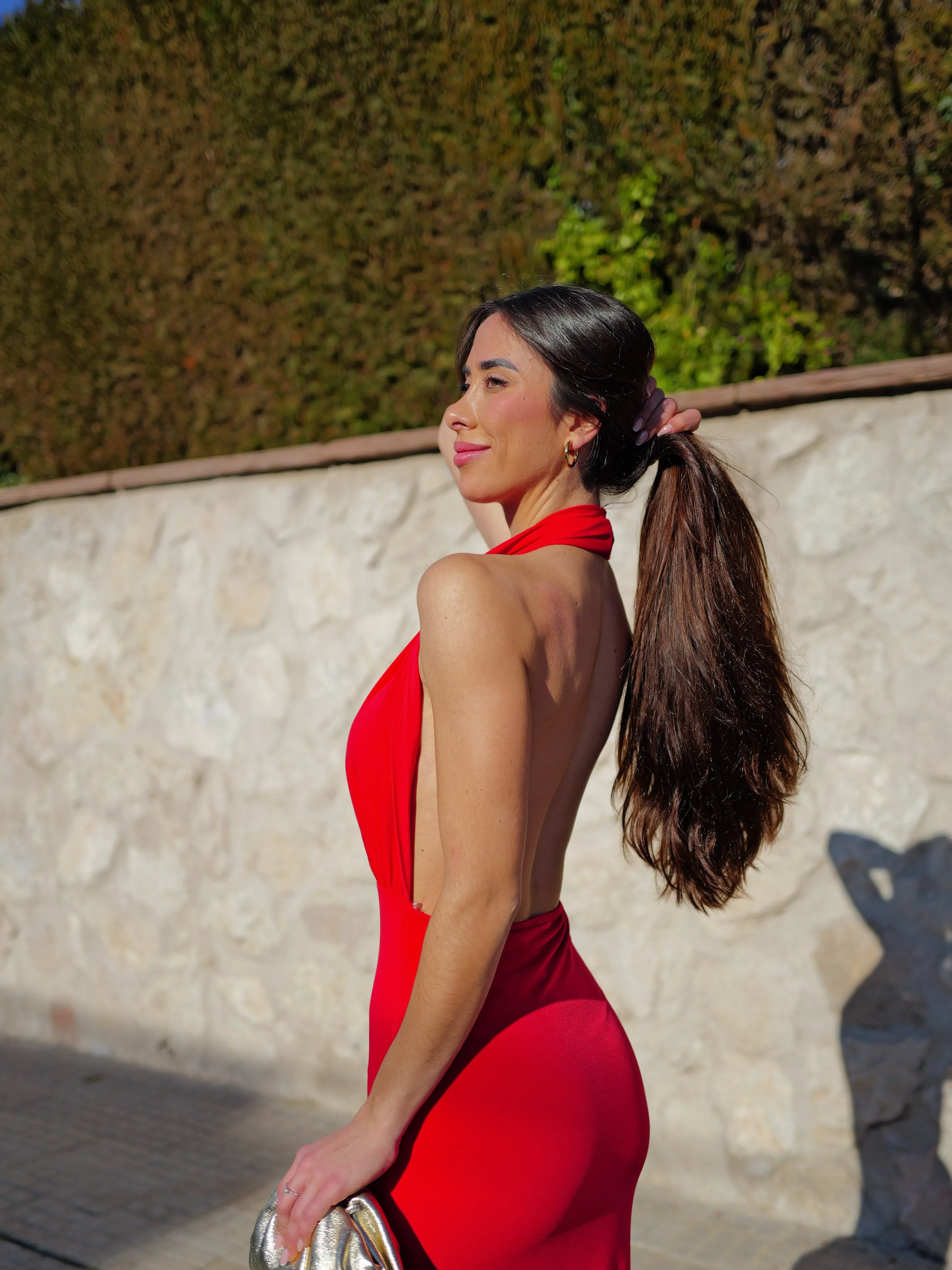 Vestido largo halter cascada rojo sold by Sorellas product image thumbnail 5